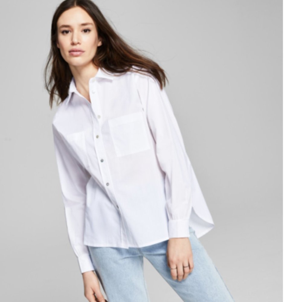 Tie-Front Poplin Shirt by And Now This - Picture 2 of 6